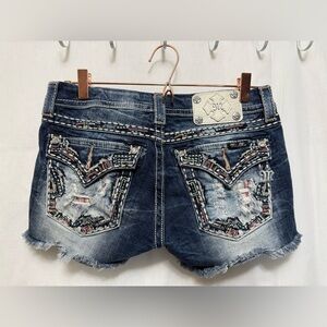 Miss Me Blue Denim Shorts 28 Womens 0103
